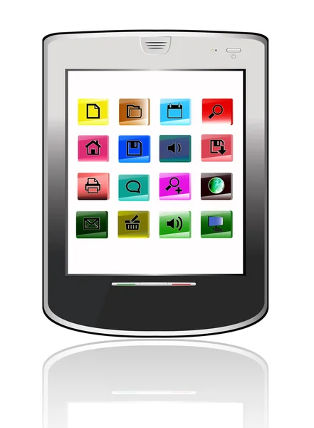 Zilverkleurige abstracte tablet pc op witte achtergrond — Stockfoto