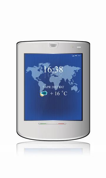 Silbrig abstrakter Tablet-PC auf weißem Hintergrund — Stockvektor