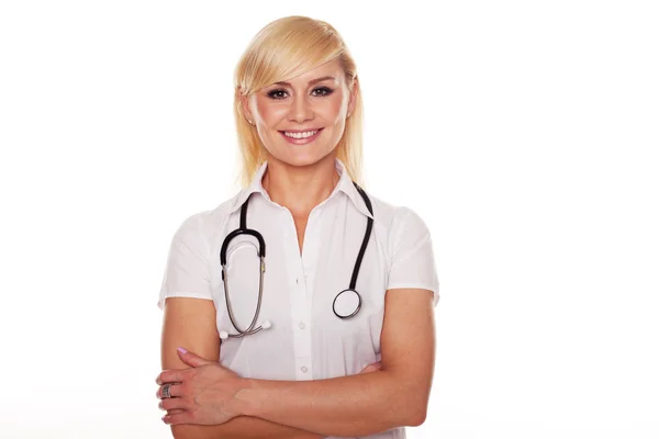 Smiling confident nurse or doctor — Stock Photo, Image
