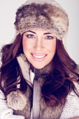 Beautiful Winter Woman In Subtle Make-up clipart