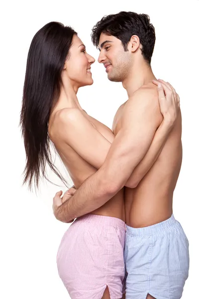 Smiling Couple In Loving Embrace — Stock Photo, Image