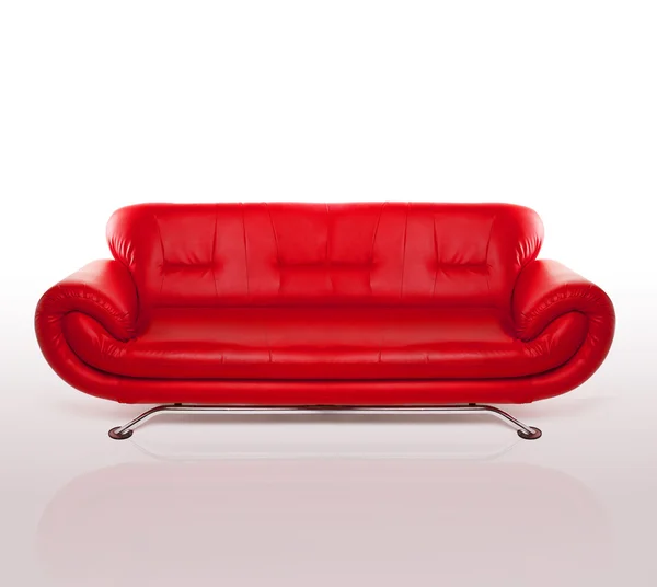 Modern Red Leather Couch — Stock Photo, Image