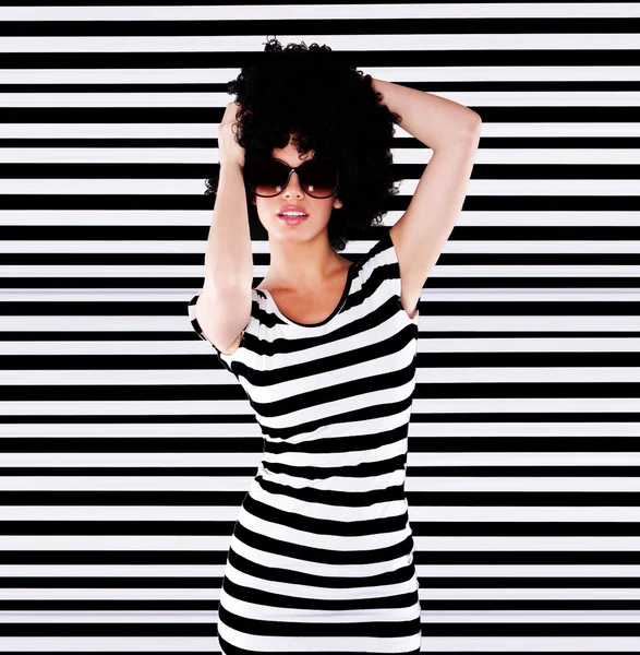 Funky Lady With Afro Hairstyle — Stock Photo, Image