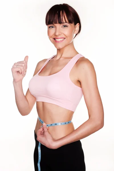 Nő, boldog, sikeres Weightloss — Stock Fotó