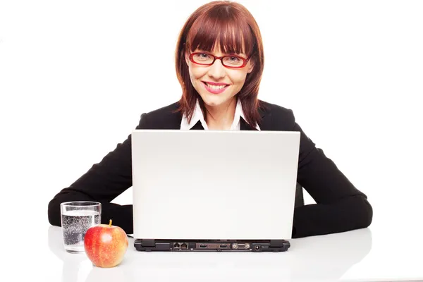 Businesswoman With Healthy Snack — Stock Photo, Image