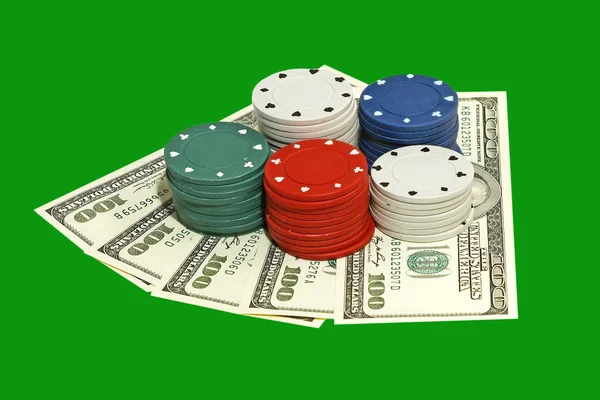 赌场筹码和港元纸币. — 图库照片