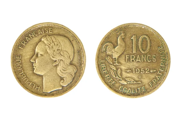 Antigo franco da unidade monetária francesa . — Fotografia de Stock