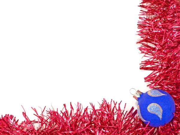 Modrý vánoční koule a červené dekorace. — Stock fotografie