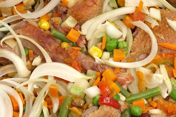 Fried duck with vegetables. — Stock Photo, Image