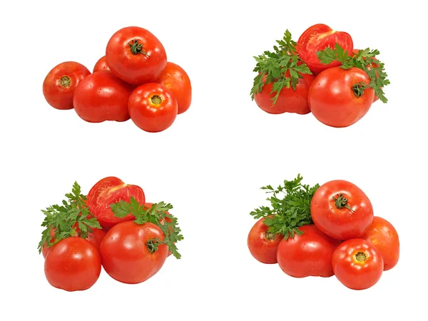 Conjunto de tomates frescos e salsa . — Fotografia de Stock