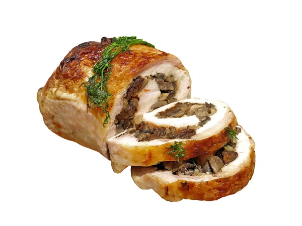 Stuffed Chicken roll with mushrooms. — Stock Photo, Image