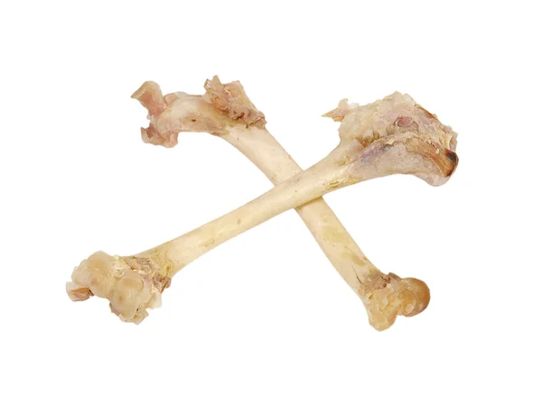 Two crossed picked duck bones.Isolated. — Stock Photo, Image