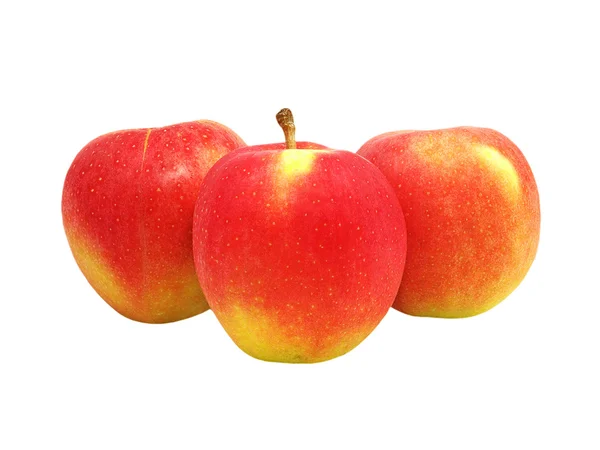 Три красных яблока. Изолированные. . — стоковое фото