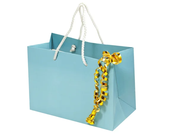 Gift bag with golden tape. — Stock Photo, Image