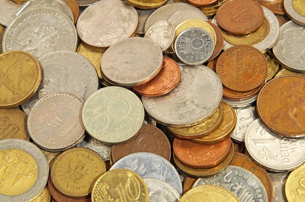 Verschillende coins.background. — Stockfoto