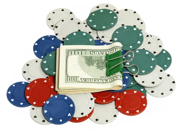 Δολάριο πακέτο σε ένα καζίνο μάρκες. — Φωτογραφία Αρχείου