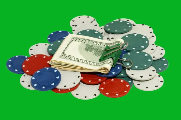 Δολάριο πακέτο και καζίνο μάρκες — Φωτογραφία Αρχείου