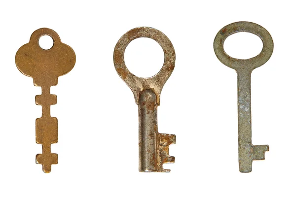 Üç eski paslı anahtar. — Stok fotoğraf