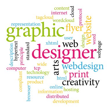 Graphic designer. Print concept word cloud. clipart