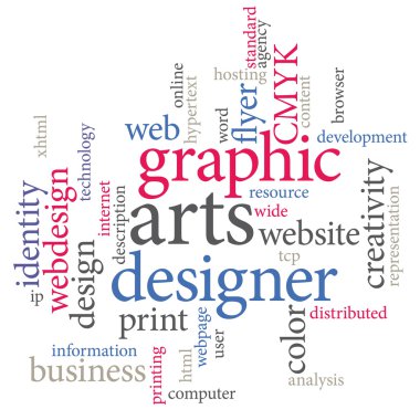 Graphic designer. Trendy print concept word cloud. clipart