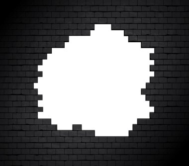 Large hole on brick wall. Vector background. clipart