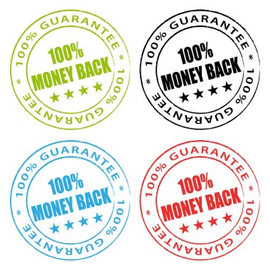 Money back stamps. Vector stamps set. clipart