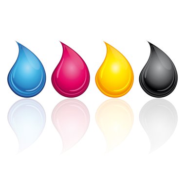 CMYK CMJN ink drops. Print concept vector illustration. clipart