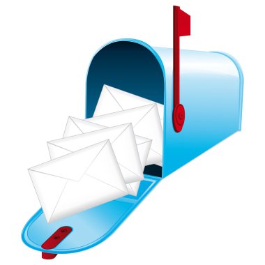 Beautiful blue metallic opened mailbox. Vector icon. Daily news concept. clipart