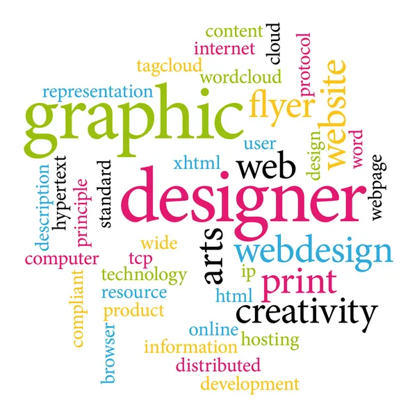 Grafisch ontwerper. afdrukken concept word cloud. — Stockvector