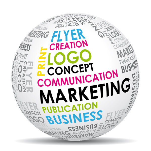 Marketing communication world. Vector icon.