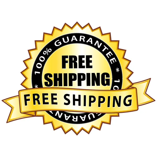 100% guarantee free shipping. Golden label. — Stock Vector