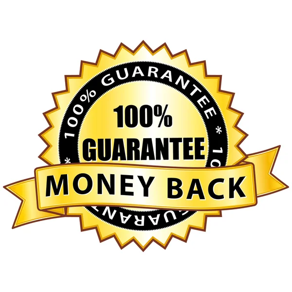 Money back 100% guarantee. Golden label. — Stock Vector