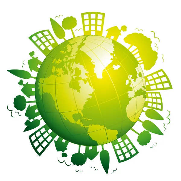 Groene planeet aarde. ecologische concept. vector pictogram. — Stockvector