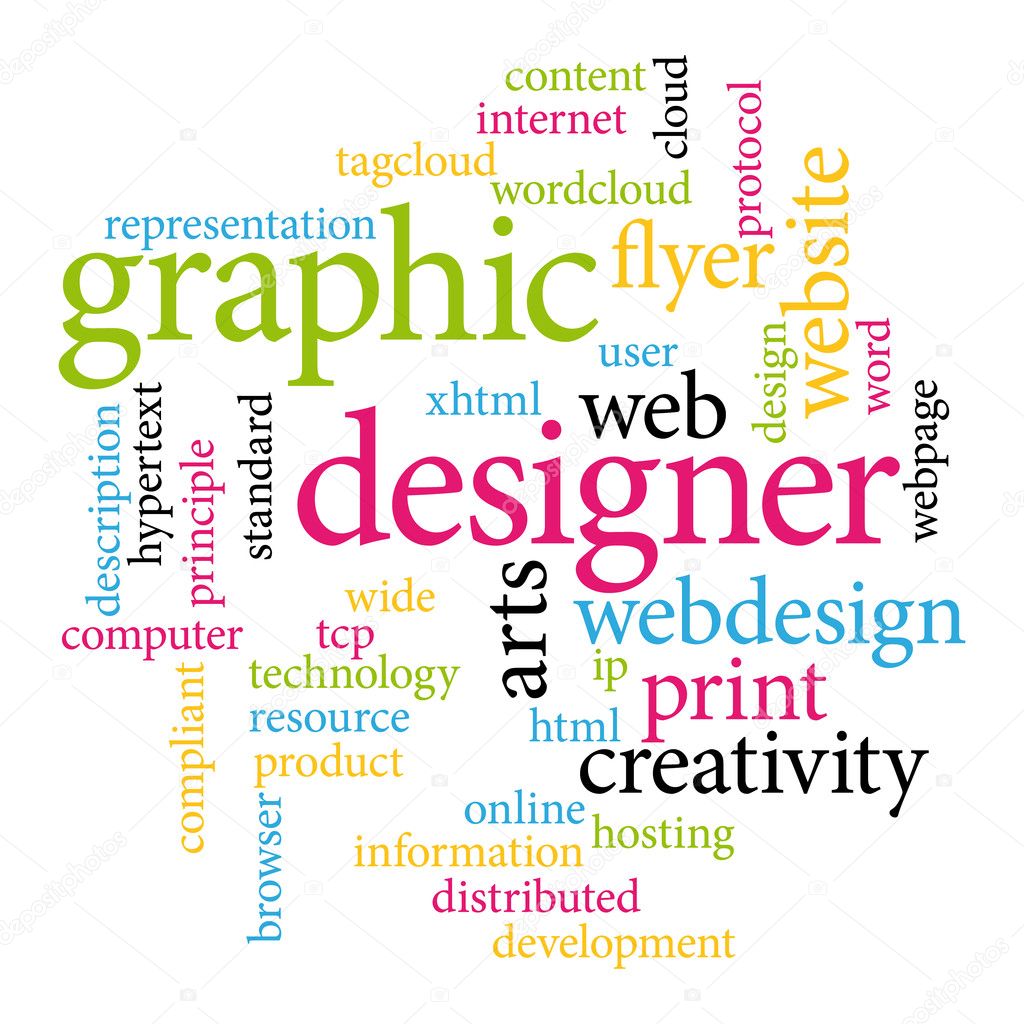Graphic designer. Print concept word cloud.