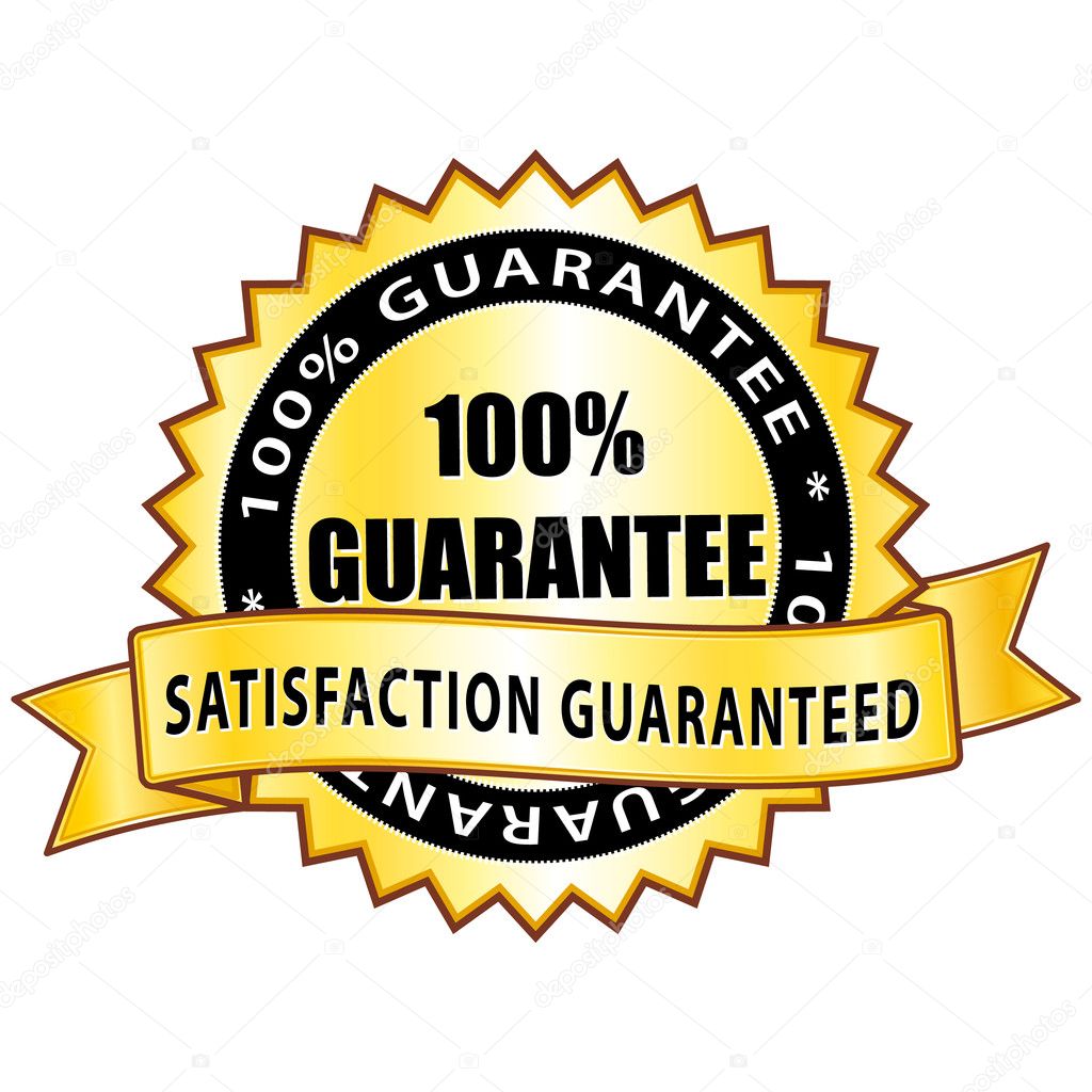 100 Guarantee Satisfaction Guaranteed Golden Icon Stock Vector Image