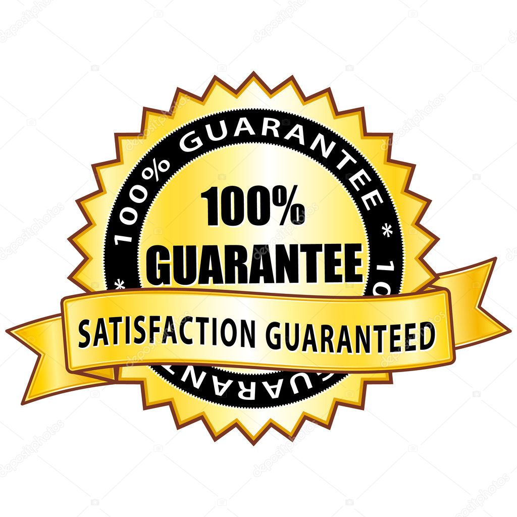 100% guarantee. Satisfaction guaranteed golden icon.