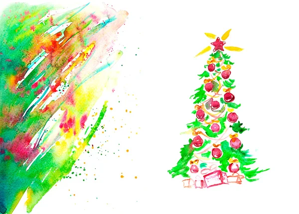 Akvarelové vánoční přání — Stock fotografie