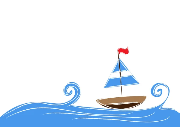 Dessin à la main fond bateau — Image vectorielle
