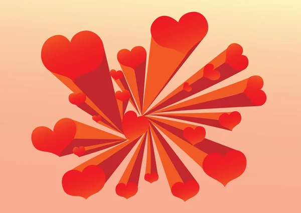Tło valentine z czerwone serca — Wektor stockowy