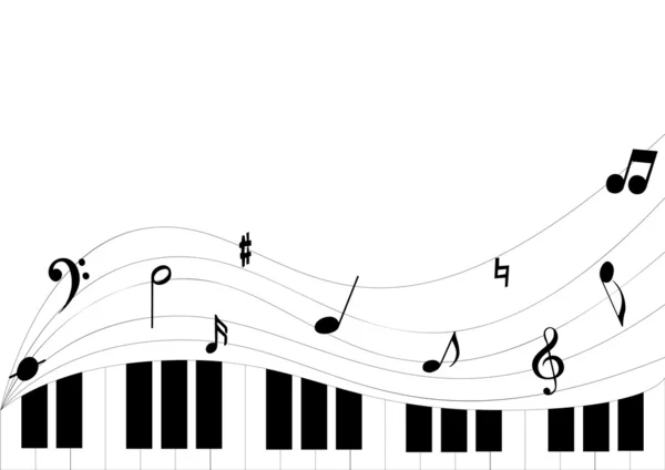Klavier und Notenschlüssel — Stockvektor