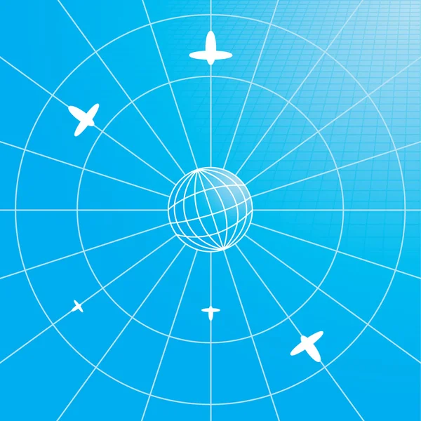 Globus mit Flugzeugen — Stockvektor