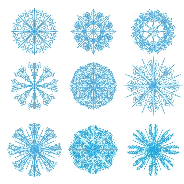 stock vector Set of nine snowflakes