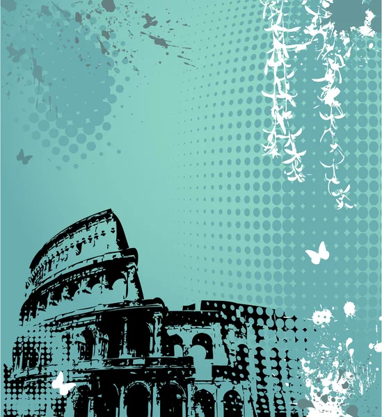 Grunge fond avec Colisée — Image vectorielle