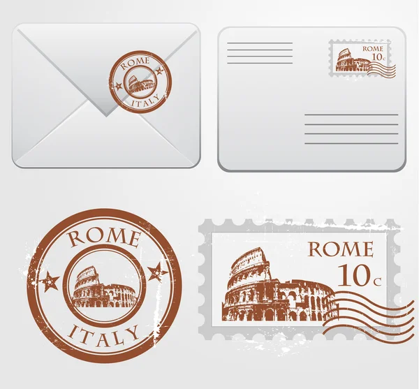 로마 우표와 봉투 벡터 그래픽