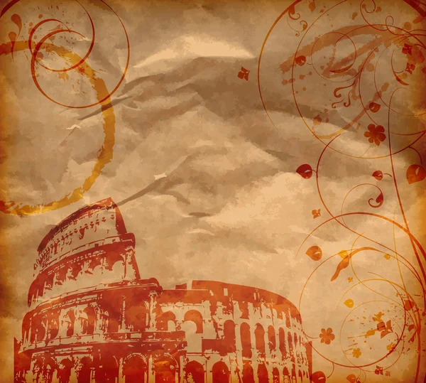 Grunge-Hintergrund mit Kolosseum — Stockvektor