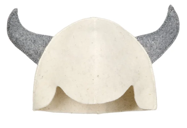 Белая шапочка для ванны с рогами — стоковое фото