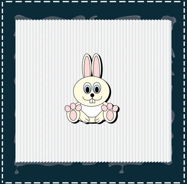 Rabbit on white frame with blue edges — Stock Photo, Image