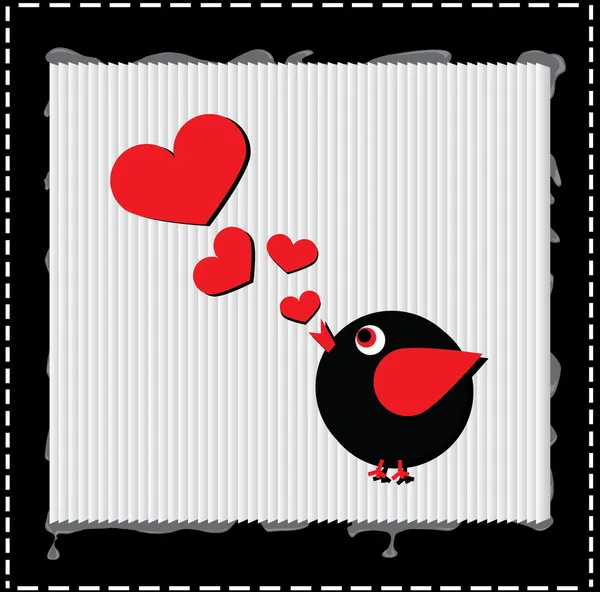 Uccello canta la canzone d'amore dai cuori — Foto Stock