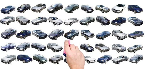 stock image Man is choosing car with marker