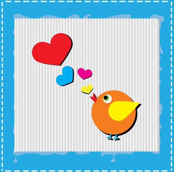 Pássaro está cantando canção de amor de corações — Fotografia de Stock